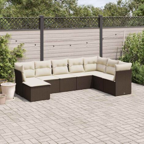 vidaXL Set Divani da Giardino 8 pz con Cuscini Marrone in Polyrattan (1/5)