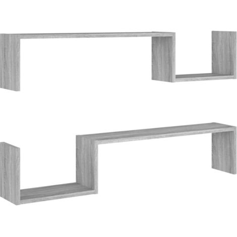 vidaXL Scaffali da Parete 2 pz Grigio Sonoma 100x15x20 cm Multistrato