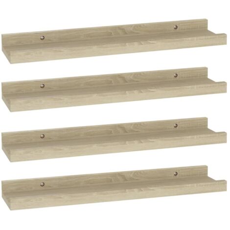 vidaXL Mensole da Parete 4 pz Rovere Sonoma 40x9x3 cm