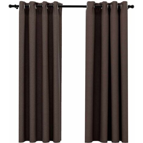 vidaXL Tende Oscuranti Effetto Lino con Occhielli 2 pz Talpa 140x175cm
