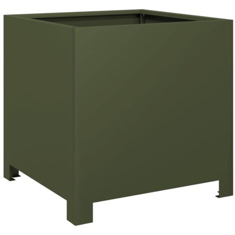 vidaXL Fioriera da Giardino Verde Oliva 40x40x40 cm in Acciaio
