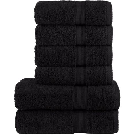 vidaXL Set ASciugamani SOLUND 6 pz Neri 600 gsm