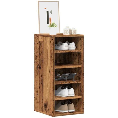 vidaXL Scarpiera Legno Antico 32x35x70 cm in Legno Multistrato