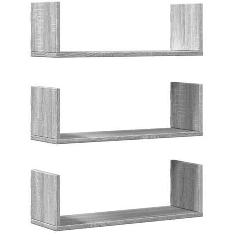 vidaXL Mensole a Parete 2pz Grigio Sonoma 58x18x18 cm in Truciolato