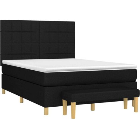 vidaXL Giroletto a Molle con Materasso Nero 140x190 cm in Tessuto (1/5)
