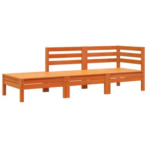 vidaXL Divano da Giardino a 3 Posti Marrone Cera Legno Massello Pino