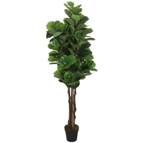 vidaXL Albero Ficus Lyrata 96 Foglie 80 cm Verde