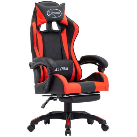 vidaXL Sedia da Gaming con Poggiapiedi Rossa e Nera in Similpelle
