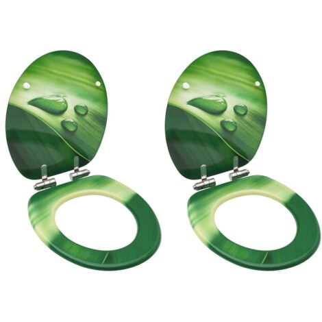 vidaXL Tavolette WC Chiusura Ammortizzata 2pz MDF Verde Goccia d'Acqua