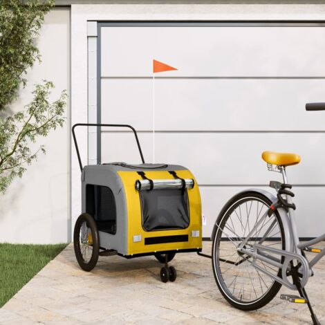 vidaXL Rimorchio da Bici per Animali Giallo e Grigio Oxford e (1/5)