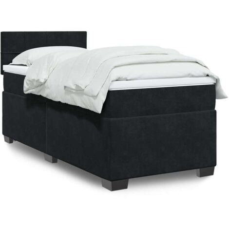 vidaXL Giroletto a Molle con Materasso Nero 100x200 cm in Velluto