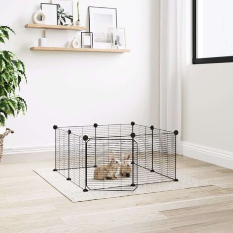 vidaXL Gabbia per animali domestici a 8 pannelli con porta nera 35x35 cm in acciaio
