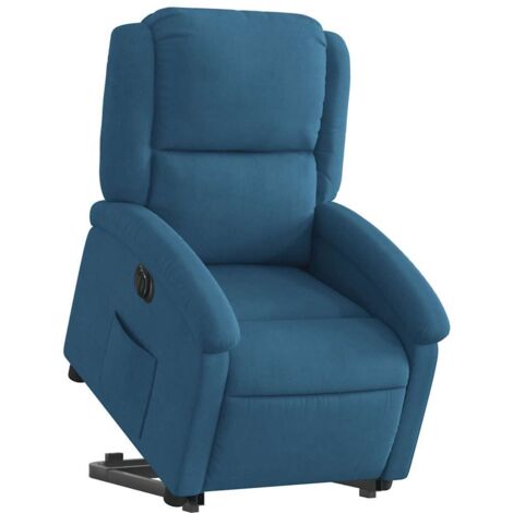 vidaXL Poltrona Alzapersona Reclinabile Elettrica Blu in Velluto