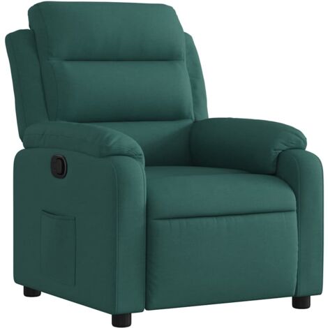 vidaXL Poltrona Reclinabile in Tessuto Verde Scuro