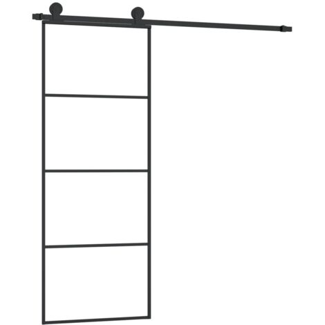 vidaXL Porta Scorrevole con Ferramenta 76x205cm Vetro ESG Alluminio