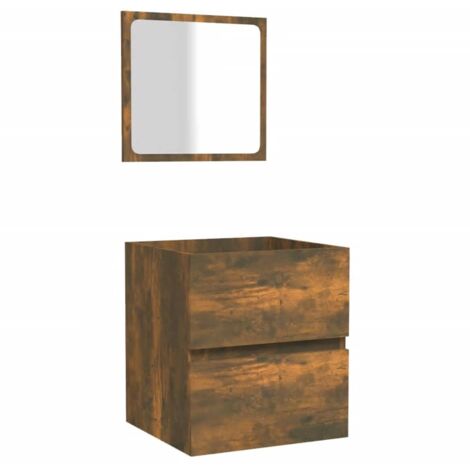 vidaXL Mobile da Bagno con Specchio Rovere Fumo in Legno Multistrato