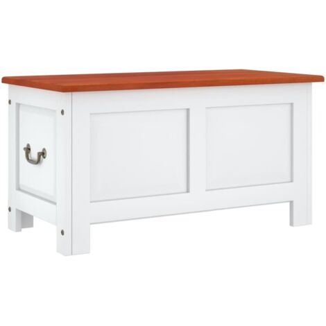 vidaXL Cassapanca con Coperchio Marrone e Bianco Legno Massello Acacia