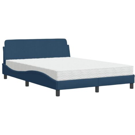 vidaXL Letto con Materasso Dover Blu 140x190 cm in Tessuto (1/5)