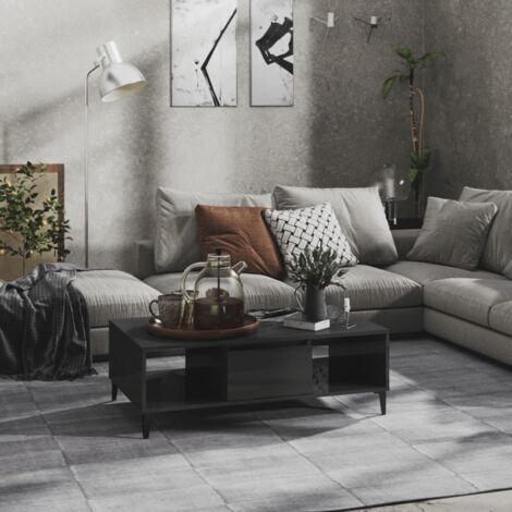 vidaXL Tavolino Salotto Grigio Lucido 103,5x60x35cm Legno Multistrato