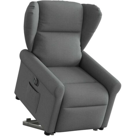 vidaXL Poltrona Alzapersona Reclinabile Elettrica Grigio Scuro Tessuto