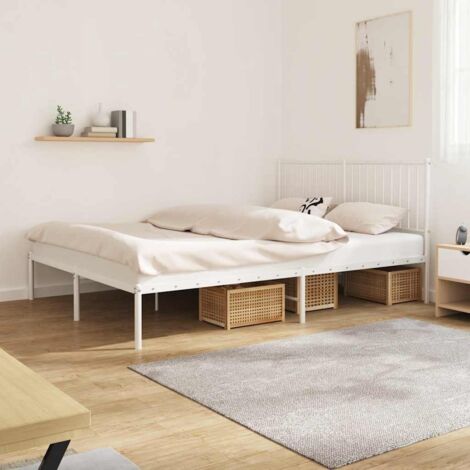 vidaXL Giroletto con Testiera Metallo Bianco 160x200 cm (1/5)