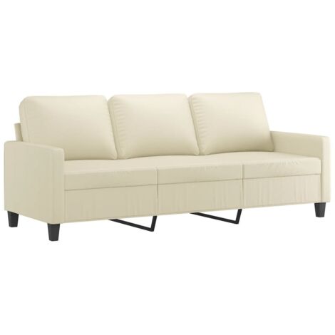 vidaXL Divano a 3 Posti Crema 180 cm in Similpelle
