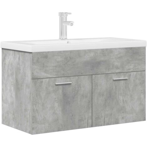 vidaXL Mobile da Bagno con Lavabo Integrato e Rubinetto Grigio Cemento