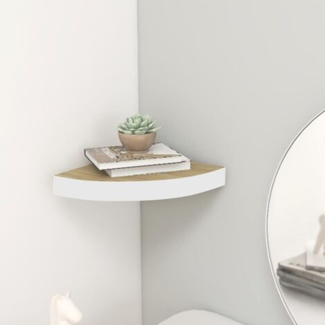 vidaXL Mensola Angolare Rovere e Bianco 35x35x3,8 cm in MDF