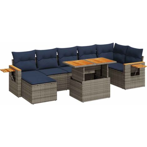 vidaXL Set Divani Giardino 8 pz con Cuscini Marrone Polyrattan Acacia (1/5)