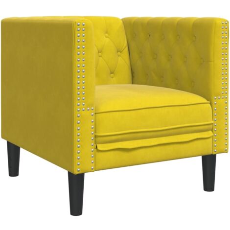 vidaXL Poltrona Chesterfield Gialla in Velluto