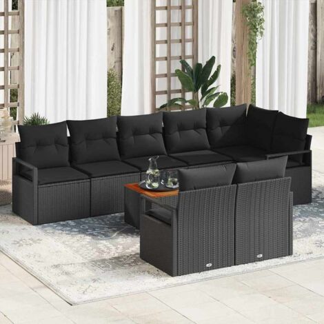 vidaXL Set Divano da Giardino con cuscino 9 pcs Nero Poly Rattan (1/5)