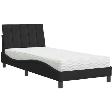 vidaXL Letto con Materasso Hanko Nero 90x190 cm in Velluto (1/5)
