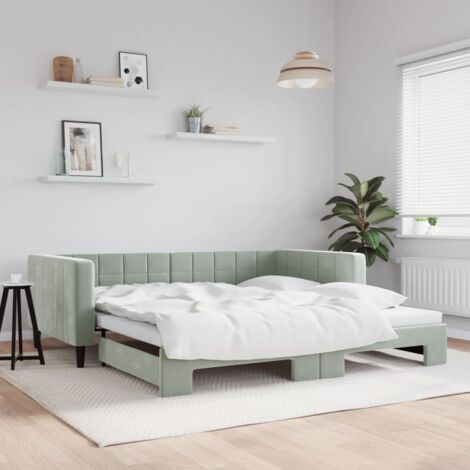 vidaXL Divano Letto con Letto Estraibile Grigio Chiaro 100x200 Velluto (1/5)