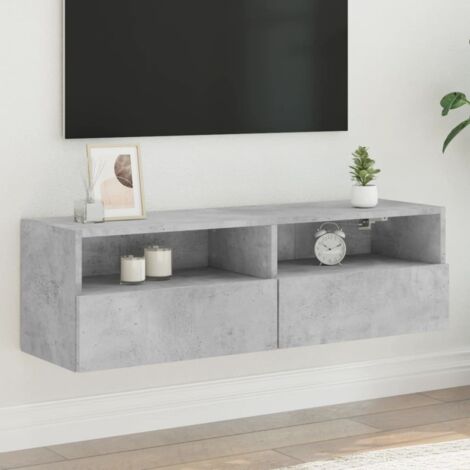 vidaXL Mobile TV a Parete Grigio Cemento 100x30x30cm Legno Multistrato