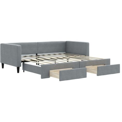 vidaXL Divano Letto Estraibile Cassetti Grigio Chiaro 90x190cm Tessuto