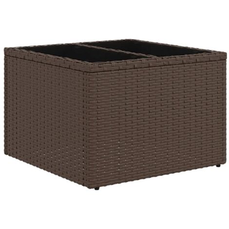 vidaXL Tavolo da Giardino Piano Vetro Marrone 55x55x37 cm Polyrattan