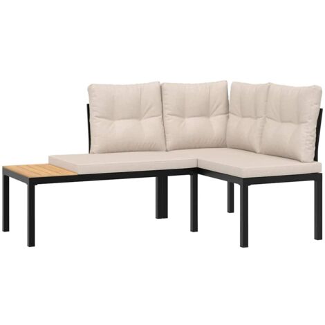 vidaXL Panche Giardino con Cuscini 2pz Nere Acciaio Verniciato Polvere