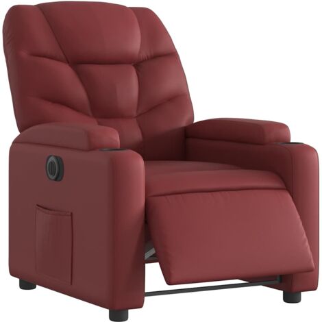 vidaXL Poltrona Reclinabile Elettrica Rosso Vino in Similpelle