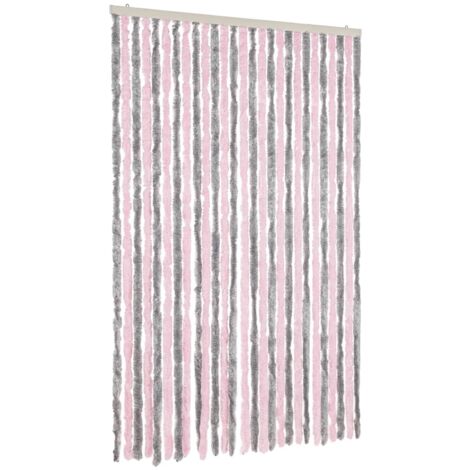 vidaXL Tenda Antimosche Grigio Argento e Rosa 118x220 cm in Ciniglia