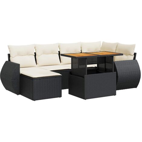vidaXL Set Divani da Giardino con Cuscini 7pz Nero Polyrattan (1/5)