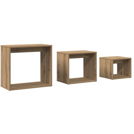 vidaXL Tavolini Impilabili 3 pz Rovere Artigianale Legno Multistrato