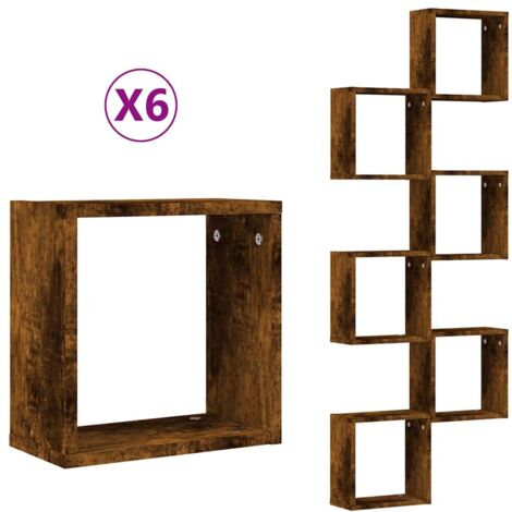 vidaXL Mensole a Cubo 6 pz Rovere Fumo 30x15x30 cm