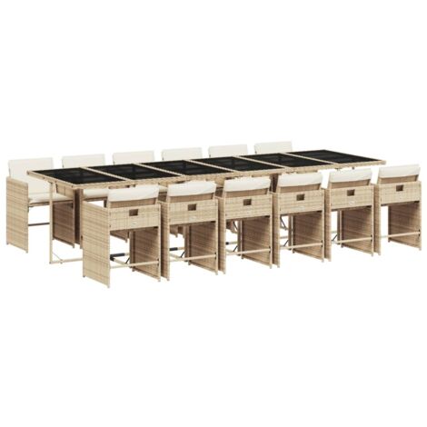 vidaXL Set da Pranzo da Giardino 13 pz con Cuscini Beige in Polyrattan