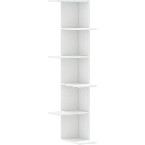 vidaXL Scaffale Angolare Muro Bianco 36,5x36,5x140cm Legno Multistrato