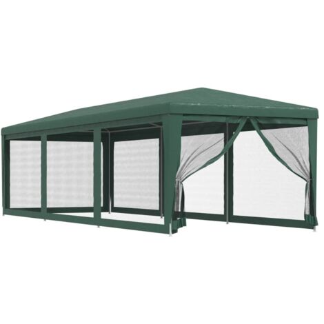 vidaXL Tenda per Feste con 8 Pareti Laterali in Rete Verde 3x9 m HDPE (1/5)