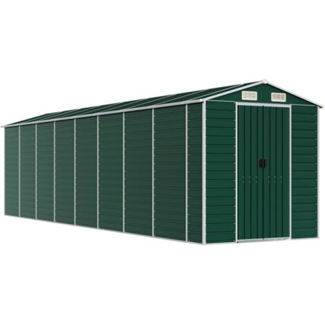 vidaXL Capanno da Giardino Verde 191x725x198 cm in Acciaio Zincato