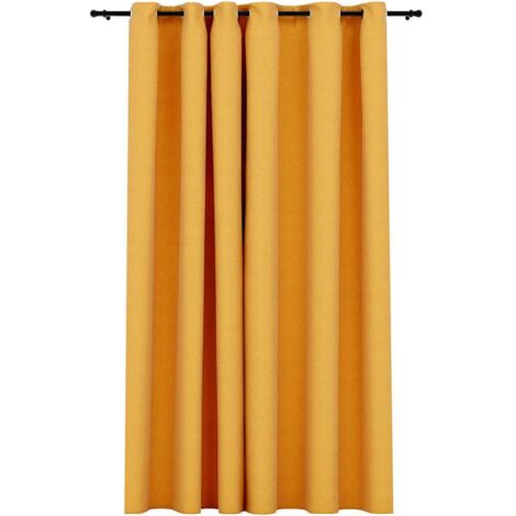 vidaXL Tenda Oscurante Effetto Lino con Occhielli Gialla 290x245 cm