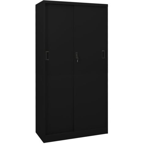 vidaXL Armadio per Ufficio Anta Scorrevole Nero 90x40x180 cm Acciaio