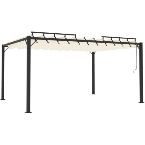 vidaXL Gazebo con Tetto a Lamelle 3x4 m in Tessuto Crema e Alluminio