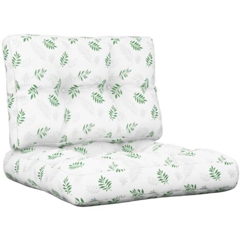 vidaXL Cuscini per Pallet 2 pz Motivo a Foglie Tessuto